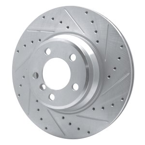 BMW 750LI Brake Rotor (1) - Front Right - R1 Concepts - Drilled & Slotted - Silver - `02-`08